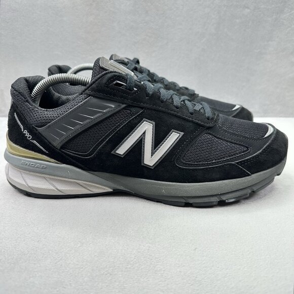 New Balance 990v5 Mens Size 10 (2E) WIDE Shoes Black / Silver Suede Made in USA - Picture 1 of 8